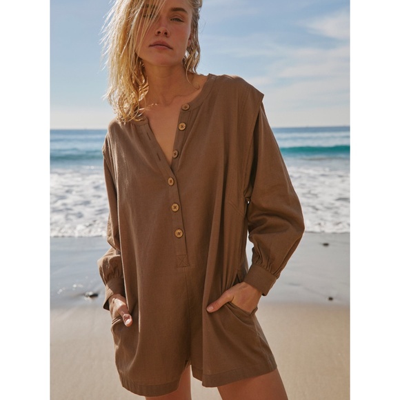 Free People Pants - Free People Leyla Romper in  Otter size small NWT